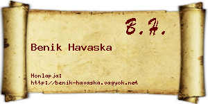 Benik Havaska névjegykártya